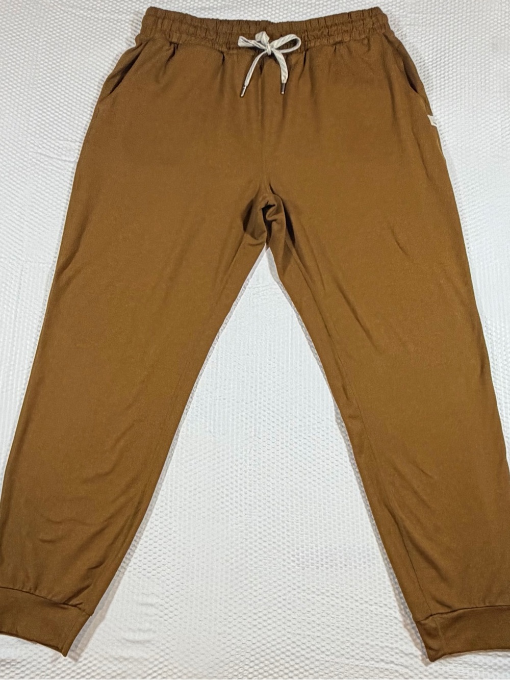 Vuori Women’s Performance Jogger Large Caramel Heather Drawstring Athleisure